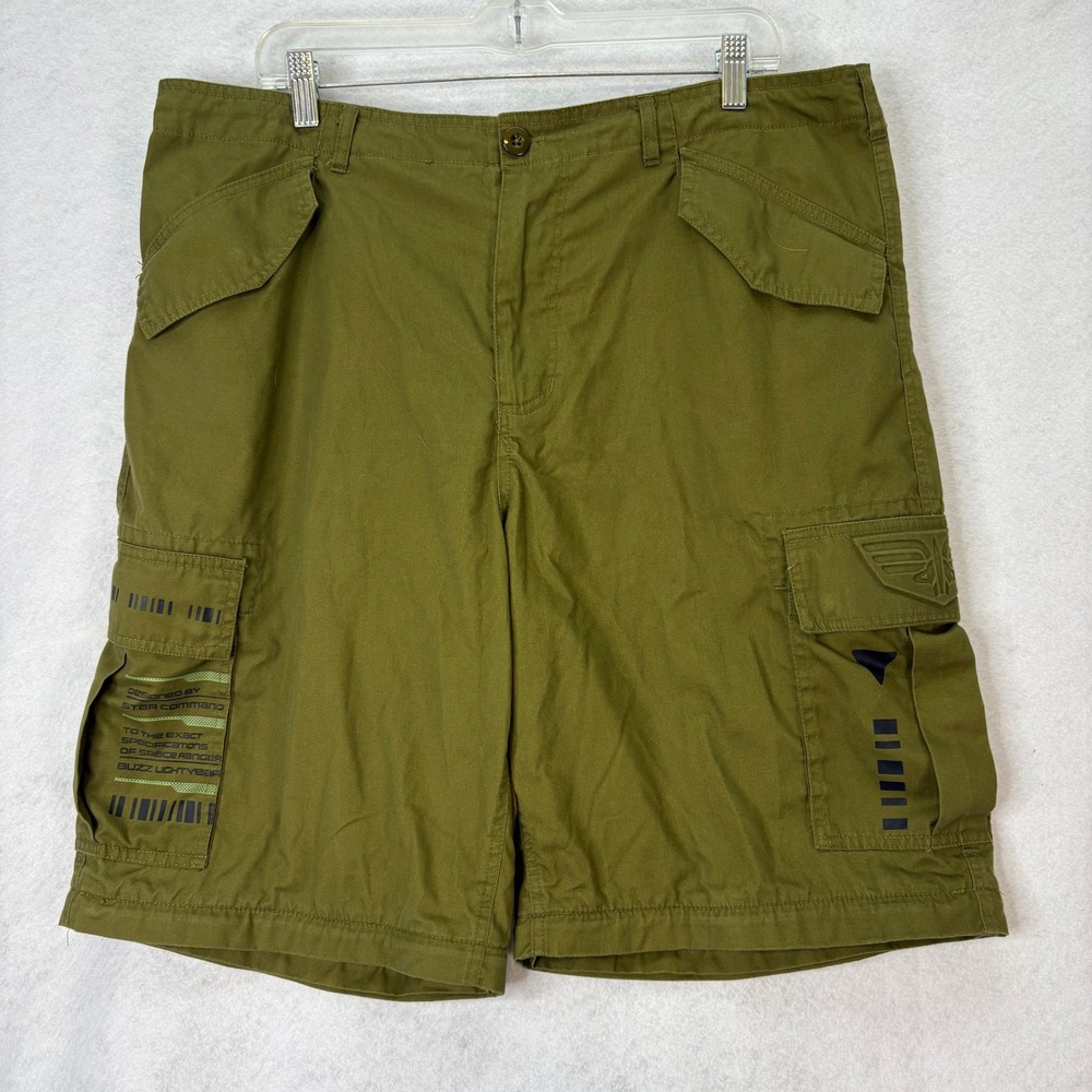 Disney Mens Size L Olive Green Buzz Lightyear Star Command Cargo Shorts